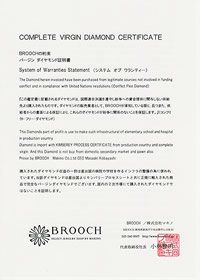 未使用ダイヤモンド証明書