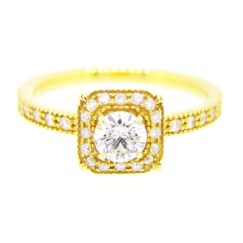 2013-14limited model”bruges” millgrain diamond surround ring