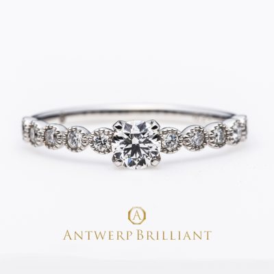 ”d-line star classic” millgrain diamond line ring