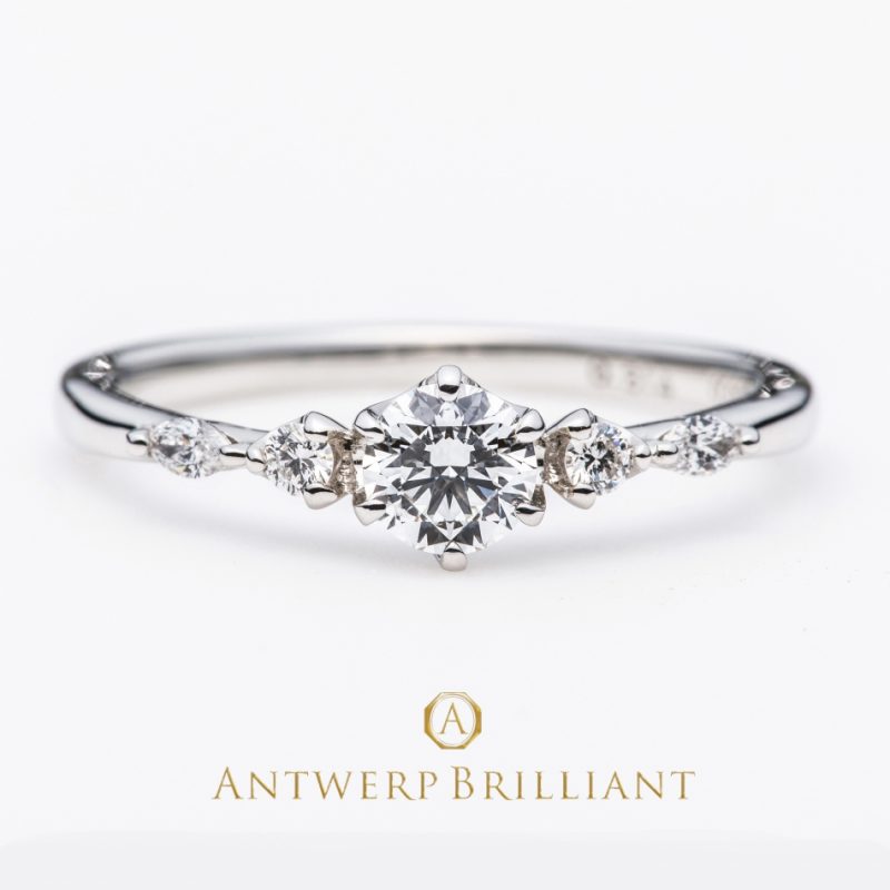 ”five star” round&marquise cut diamond line ring