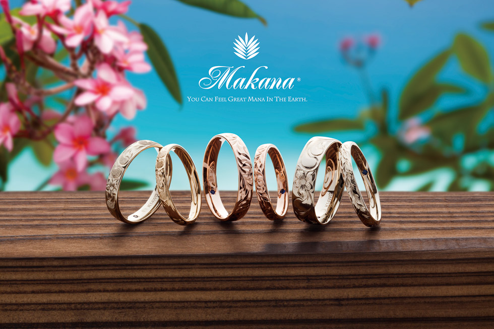 マカナ　ハワイアンジュエリー　結婚指輪　ハワイ　彫