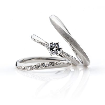 ウェーブのダイヤラインがキレイな結婚指輪婚約指輪新潟のBROOCHで唯一取り扱いのBRIDGEブリッジやわらかな春風