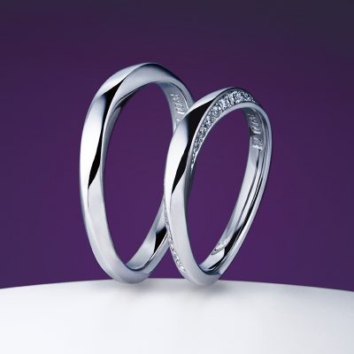シャープなラインとダイヤセッティングが綺麗な結婚指輪は俄の凛
