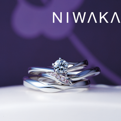 俄　にわか　NIWAKA　初桜　ういざくら　婚約指輪 エンゲージリング　結婚指輪 マリッジリング　セットリング　重ね着け　ダイヤモンド　和　和風　和ジュエリー　和風ジュエリー　京都 プレ花嫁　夫婦　BROOCH　ブローチ　propose　プロポーズ　サプライズプロポーズ　婚約 結婚　ブライダル