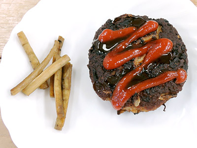 ハンバーグ、ごぼう