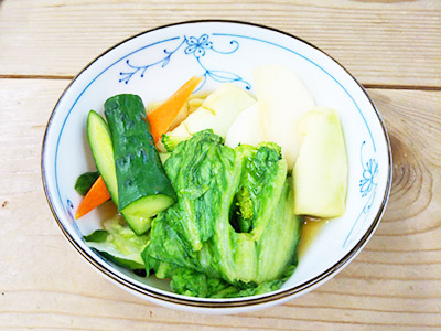 チンゲン菜とカブの漬物