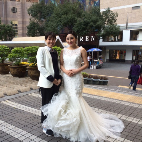 ウエディング姿で撮影