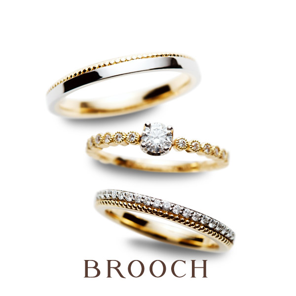 アンティーク調の可愛いマリッジリング 新潟の婚約指輪 結婚指輪 Brooch ブローチ