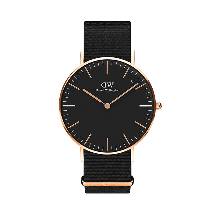 36mm Classic Black CORNWALL / ROSE GOLD