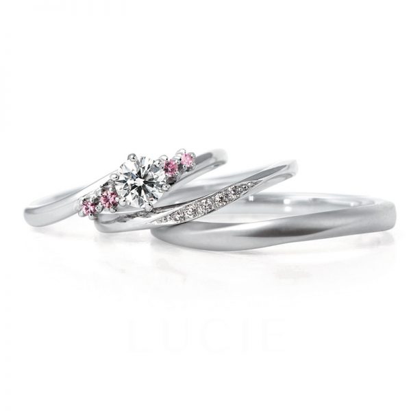 新潟のシンプル可愛いセットリングピンクダイヤモンドがポイント