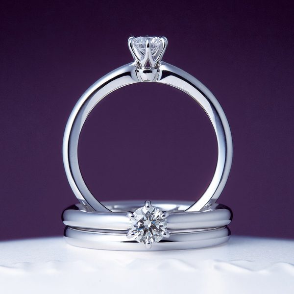 一粒のセンターダイヤモンドがシンプルで美しいにわかのプロポーズリング