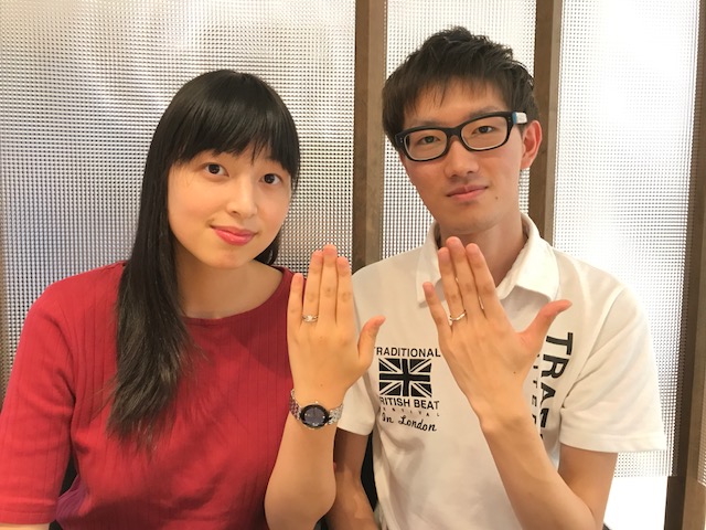 ご婚約指輪はサプライズプロポーズで、、♡ステキな婚約指輪にピッタリ合う「TASAKI」の結婚指輪をお持ちいただきました