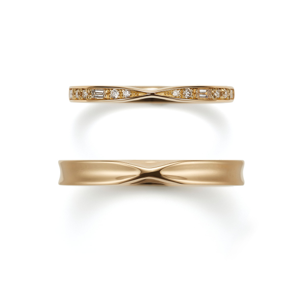 アンティーク 結婚指輪 ゴールド ハーフエタニティ