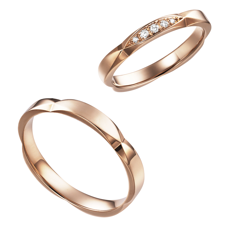 新潟で結婚するカップルに人気のピンクゴールドの可愛いさくらの結婚指輪は鍛造リングのフラージャコーSAKURA
