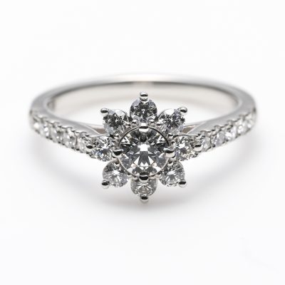 ”Star Shine” Diamond Halo Half Eternity Ring