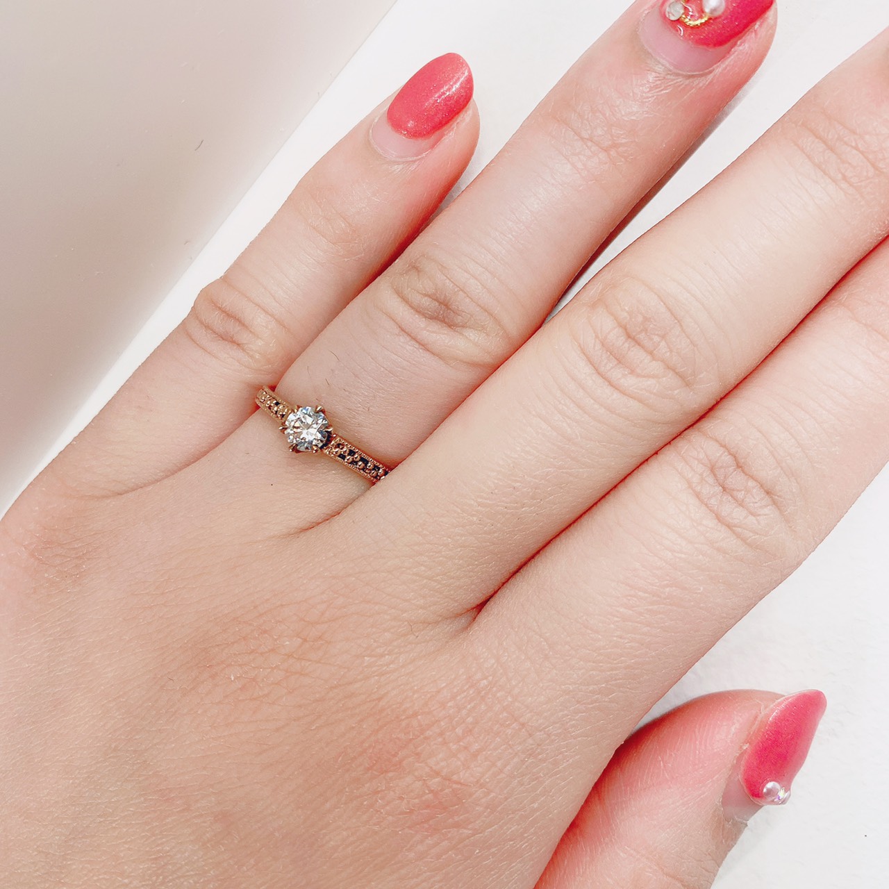 BROOCH 婚約指輪 エンゲージリング ピンクゴールドダイヤモンド1石タイプ｜新潟で婚約指輪・結婚指輪BROOCH
