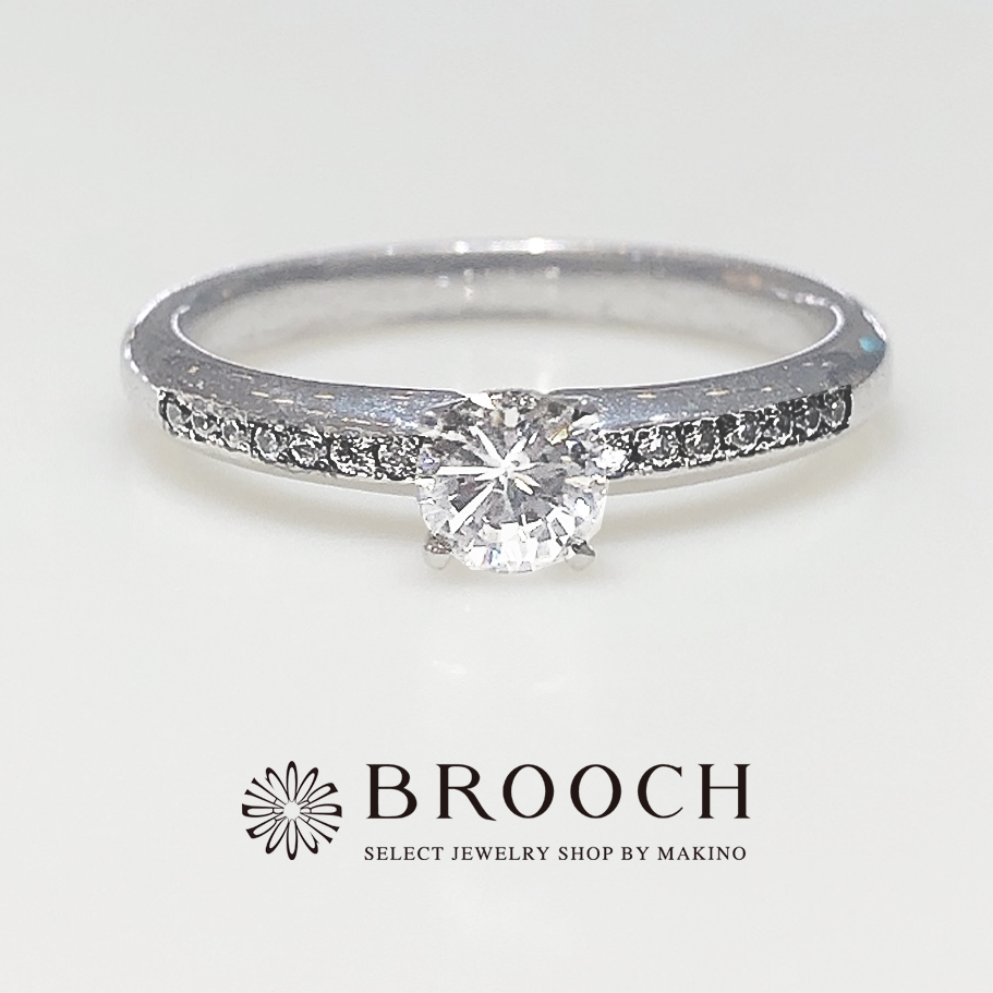 BROOCH　婚約指輪　エンゲージリング　両サイドメレ7石ゴージャスデザイン