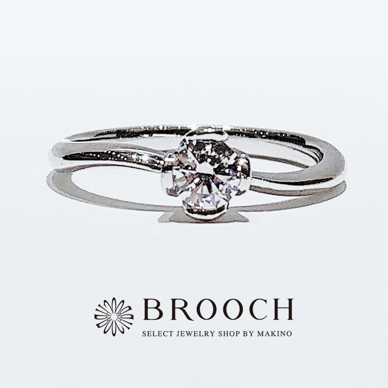 BROOCH　婚約指輪　エンゲージリング　細めウェーブフラワーデザイン