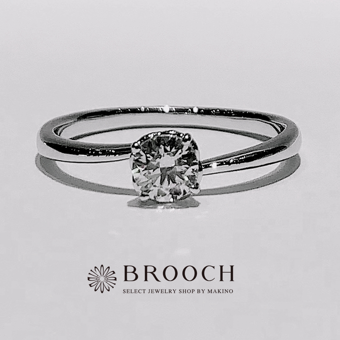 BROOCH　婚約指輪　エンゲージリング　4点留めダイヤ細めシンプルデザイン