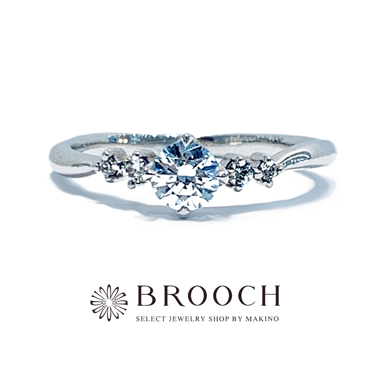 BROOCH　婚約指輪　エンゲージリング　ウェーブ両サイドメレ