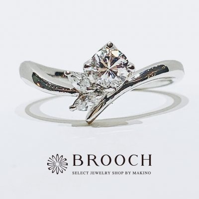 BROOCH　婚約指輪　エンゲージリング　かわいい　お花風ウェーブデザイン