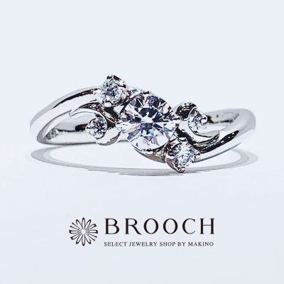 BROOCH　婚約指輪　エンゲージリング　かわいい　華やかなウェーブデザイン