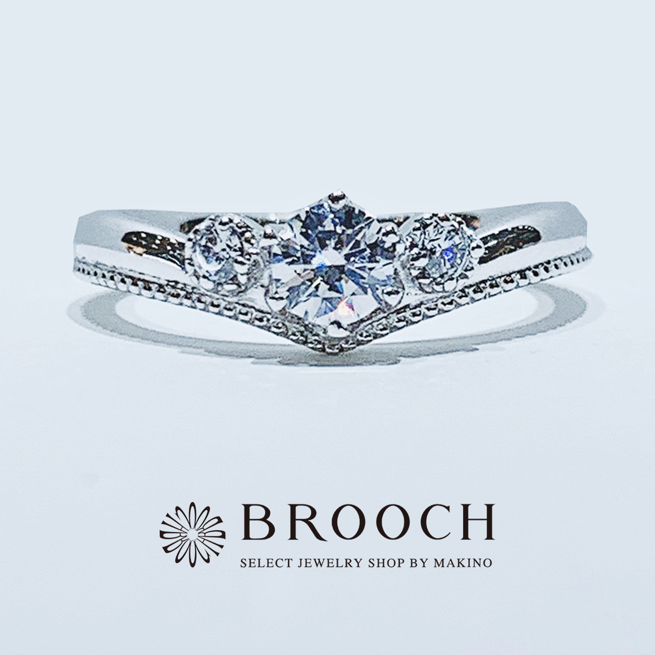 BROOCH　婚約指輪　エンゲージリング　かわいい　V字デザイン