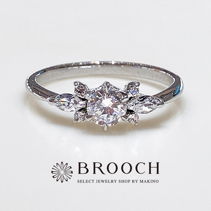 BROOCH　婚約指輪　エンゲージリング　マーキスカットお花風デザイン