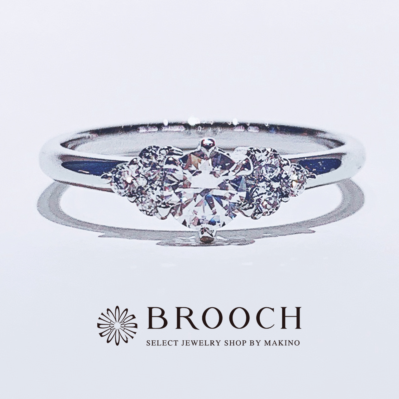 BROOCH　婚約指輪　エンゲージリング　かわいい　両サイドメレストレートデザイン