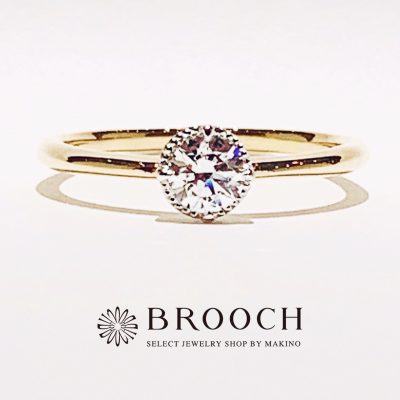 BROOCH　婚約指輪　エンゲージリング　かわいい　ミル打ち２色コンビデザイン