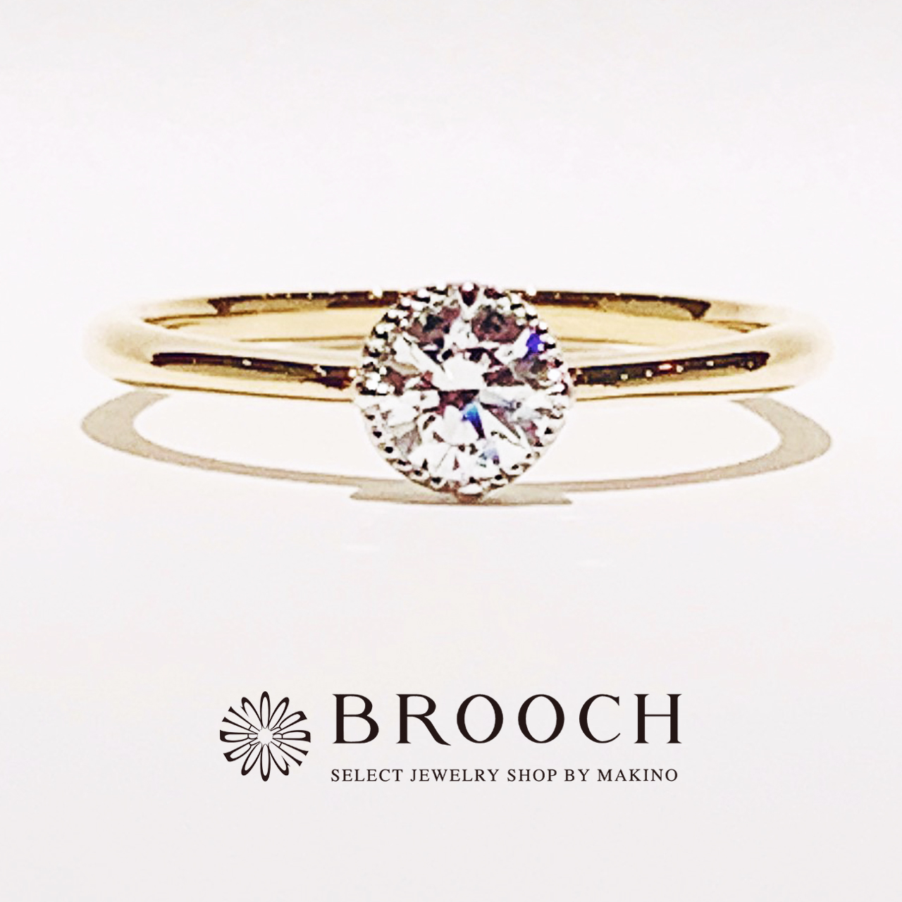 BROOCH　婚約指輪　エンゲージリング　かわいい　ミル打ち２色コンビデザイン