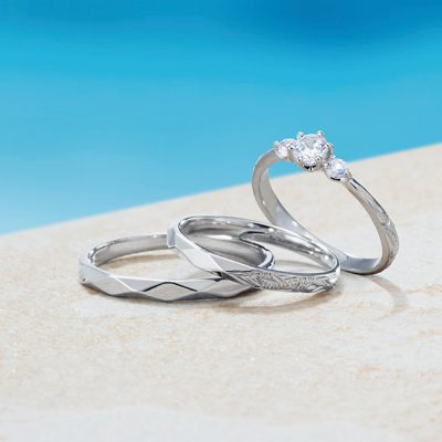 ハワイアンジュエリーなのに細身でかわいい結婚指輪はプライベートビーチ
