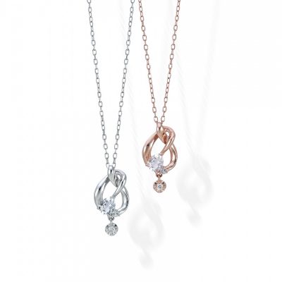 Cross Drop ナチュラル リボン ネックレス　K10WG