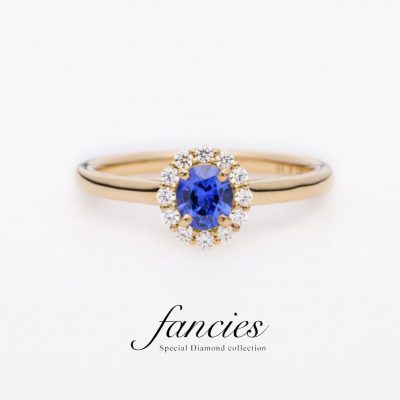 Loyal Blue Sapphire Diamond Halo Ring