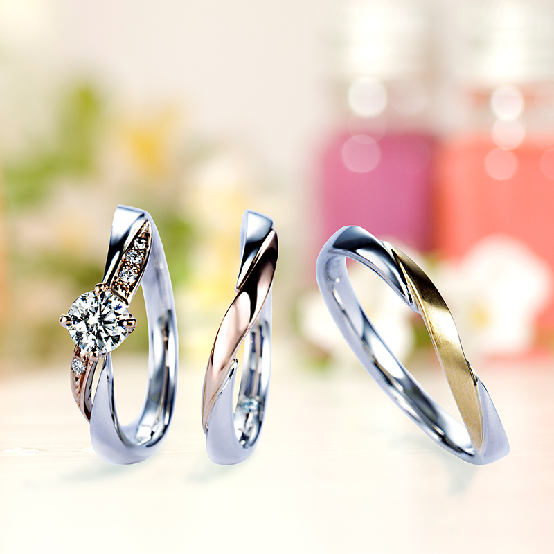 お花モチーフの結婚指輪、婚約指輪はラパージュフルールのダリア