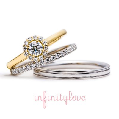 夏に咲く向日葵をイメージした結婚指輪と婚約指輪