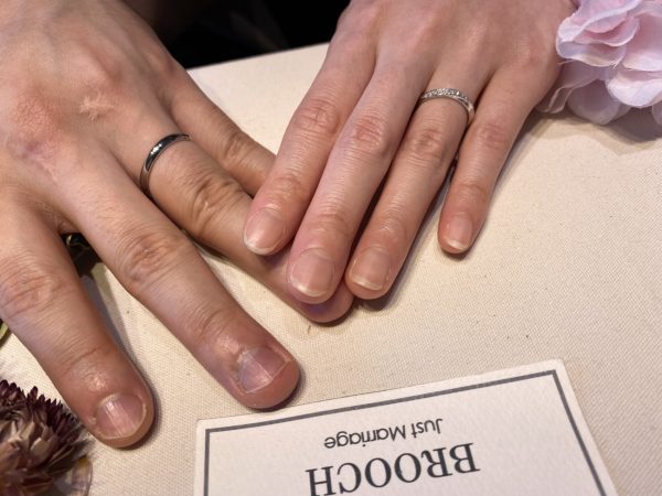 新潟でダイヤラインが華やかな太めの結婚指輪(マリッジ)は俄(にわか)の綺羅(きら)