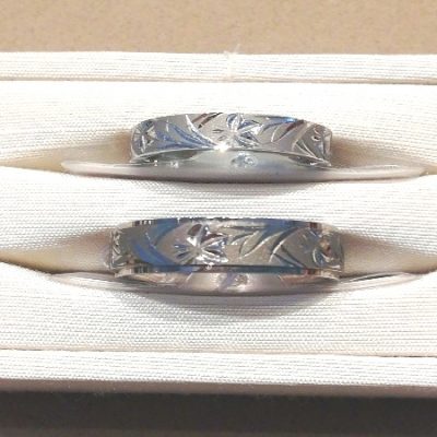 新潟で人気の太めでかっこいい本格手彫りの結婚指輪