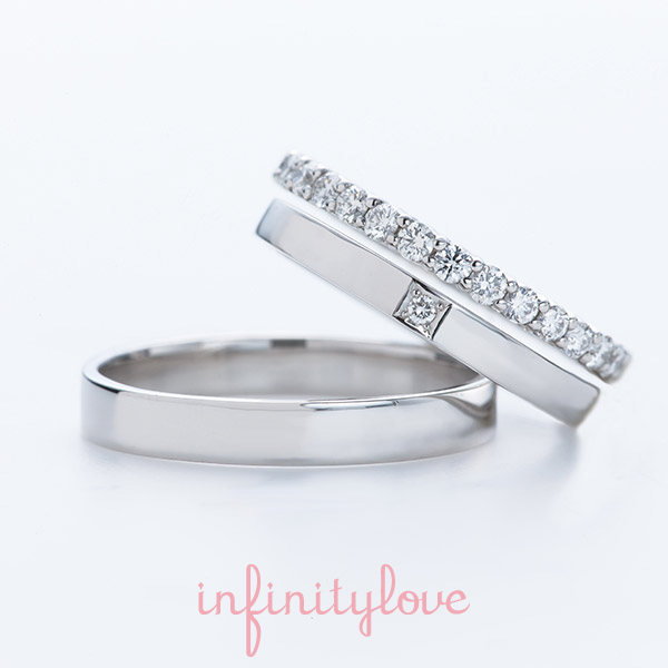 シンプルな一石ダイヤの結婚指輪