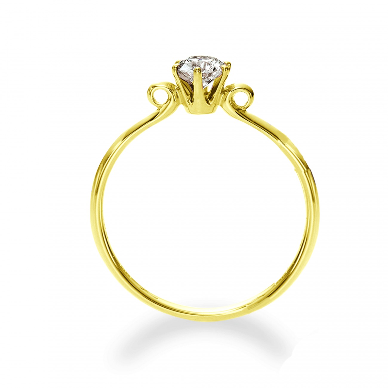 クルンとしたデザインがかわいい婚約指輪