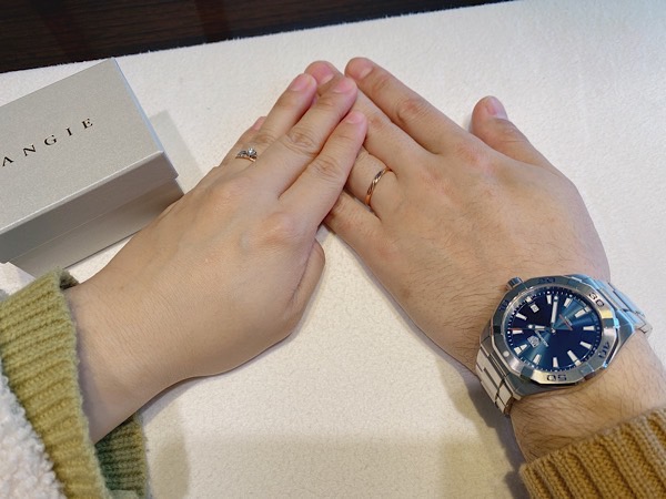 新潟のカップルはアンジーの結婚指輪とお返しのタグホイヤー