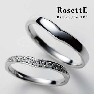 ダイヤラインが華やかな大人カワイイ結婚指輪　ロゼット　リップルズ