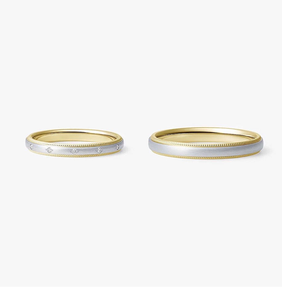 ゴールドとプラチナのおしゃれな結婚指輪