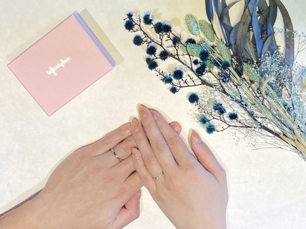 ピンクダイヤモンドアレンジのお二人だけの特別な結婚指輪