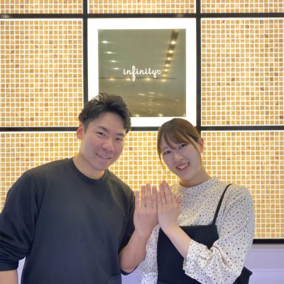 ピンクダイヤモンドアレンジのお二人だけの特別な結婚指輪