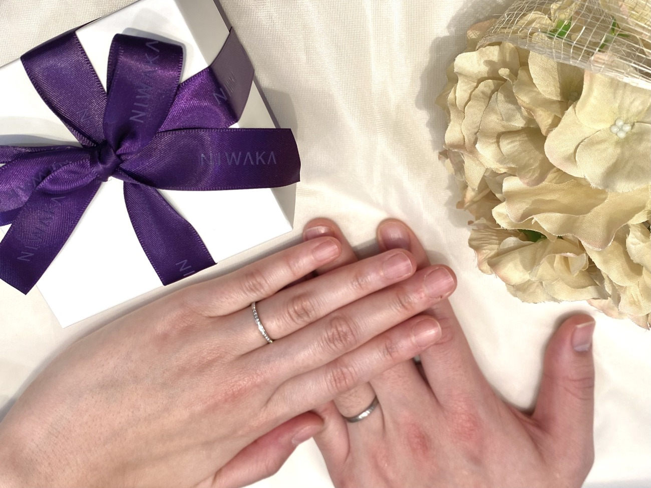 それぞれの「好き」を大切に。NIWAKAで叶えた長閑とかれんの結婚指輪